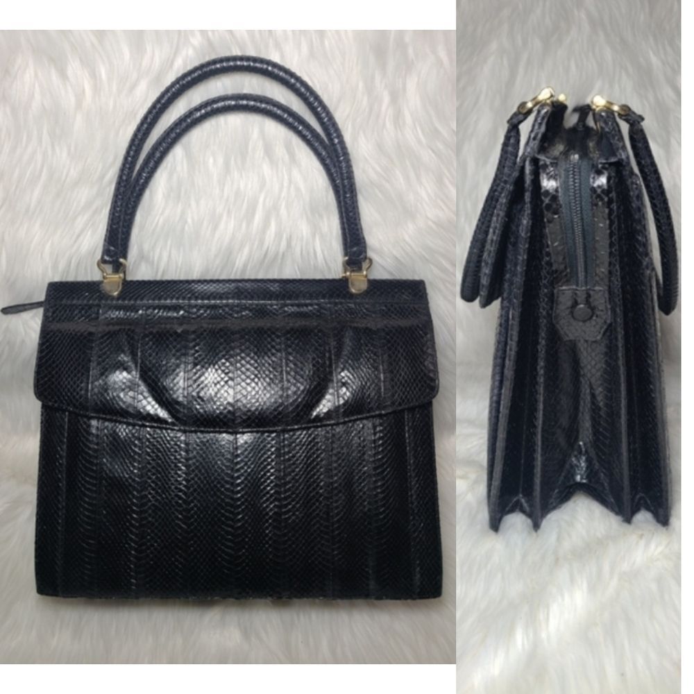 Vintage Black Snake Skin Business Tote Bag